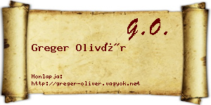 Greger Olivér névjegykártya